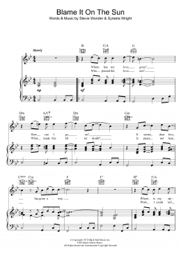 page one of Blame It On The Sun (Piano, Vocal & Guitar Chords)