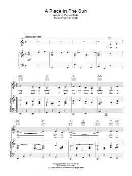 page one of A Place In The Sun (Piano, Vocal & Guitar Chords)