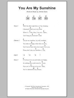 page one of You Are My Sunshine (Guitar Chords/Lyrics)