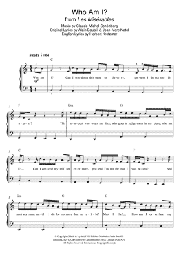 page one of Who Am I? (from Les Miserables) (Easy Piano)