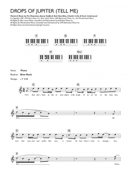 page one of Drops Of Jupiter (Tell Me) (Piano Chords/Lyrics)