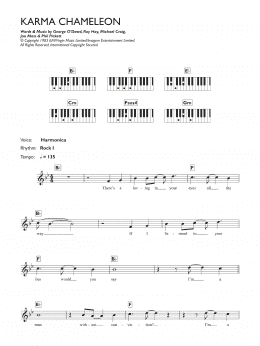 page one of Karma Chameleon (Piano Chords/Lyrics)