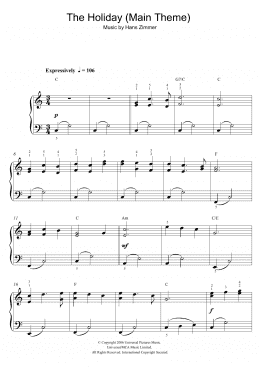 page one of The Holiday (Main Theme) (Beginner Piano (Abridged))