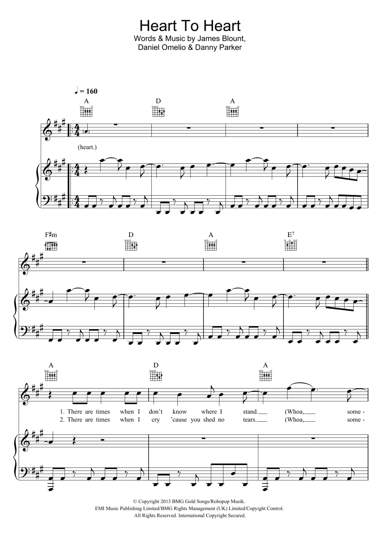 Heart To Heart (Piano, Vocal & Guitar Chords)