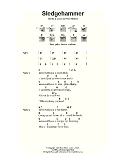 page one of Sledgehammer (Guitar Chords/Lyrics)