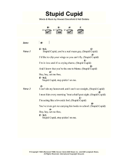 page one of Stupid Cupid (Guitar Chords/Lyrics)