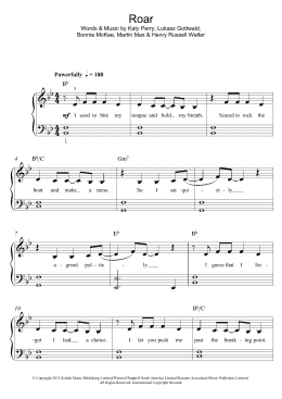 page one of Roar (Beginner Piano (Abridged))
