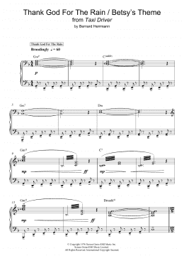 page one of Thank God For The Rain / Betsy's Theme (from Taxi Driver) (Piano Solo)