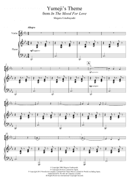 page one of Yumeji's Theme (from 'In The Mood For Love') (Violin Solo)