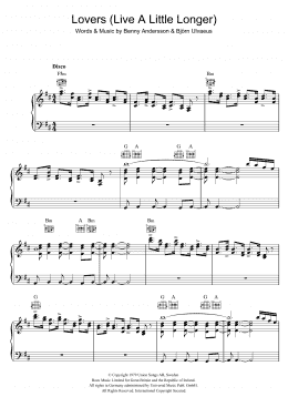 page one of Lovers (Live A Little Longer) (Piano, Vocal & Guitar Chords)