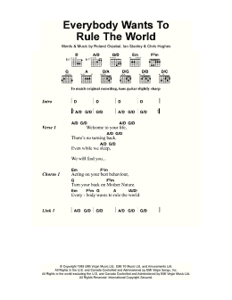 page one of Everybody Wants To Rule The World (Guitar Chords/Lyrics)