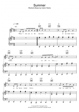 page one of Summer (Piano, Vocal & Guitar Chords)