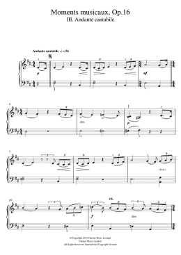 page one of Moments musicaux Op.16, No.3 Andante cantabile (Easy Piano)