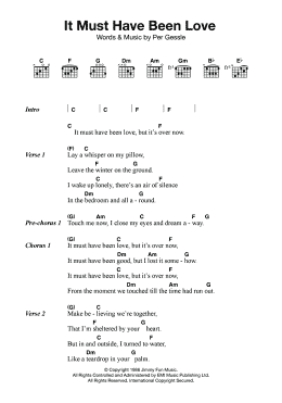 page one of It Must Have Been Love (Guitar Chords/Lyrics)