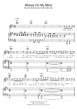 page one of Money On My Mind (Piano, Vocal & Guitar Chords)