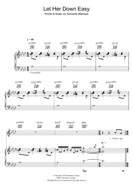 page one of Let Her Down Easy (Piano, Vocal & Guitar Chords)