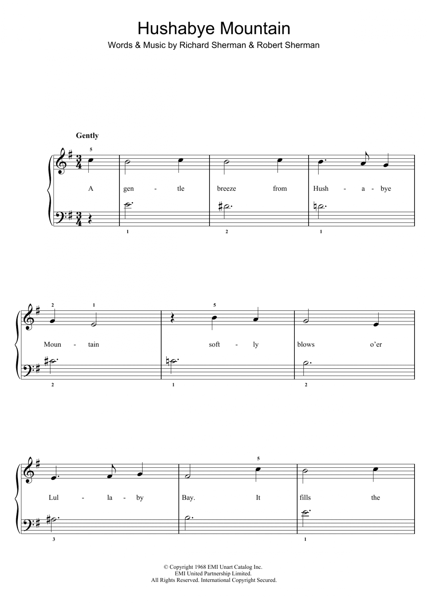 Hushabye Mountain (Easy Piano)