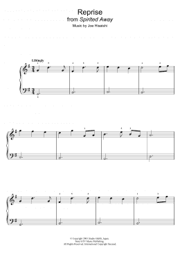 page one of Reprise (from Spirited Away) (Easy Piano)
