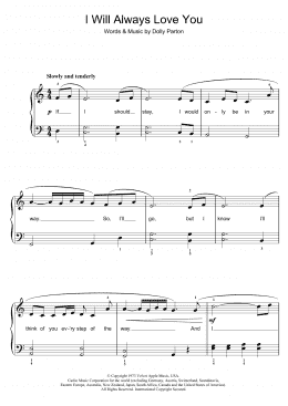 page one of I Will Always Love You (Beginner Piano (Abridged))