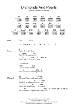 page one of Diamonds And Pearls (Guitar Chords/Lyrics)