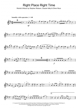 page one of Right Place Right Time (Lead Sheet / Fake Book)