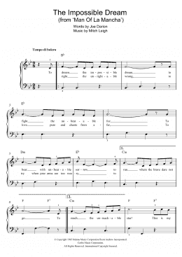 page one of The Impossible Dream (from Man Of La Mancha) (Easy Piano)