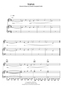 page one of Icarus (Piano, Vocal & Guitar Chords)