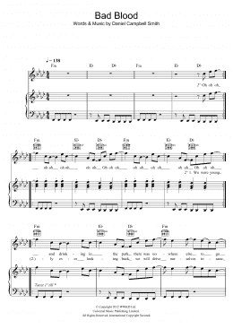page one of Bad Blood (Piano, Vocal & Guitar Chords)