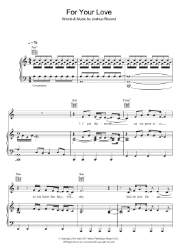 page one of For Your Love (Piano, Vocal & Guitar Chords)