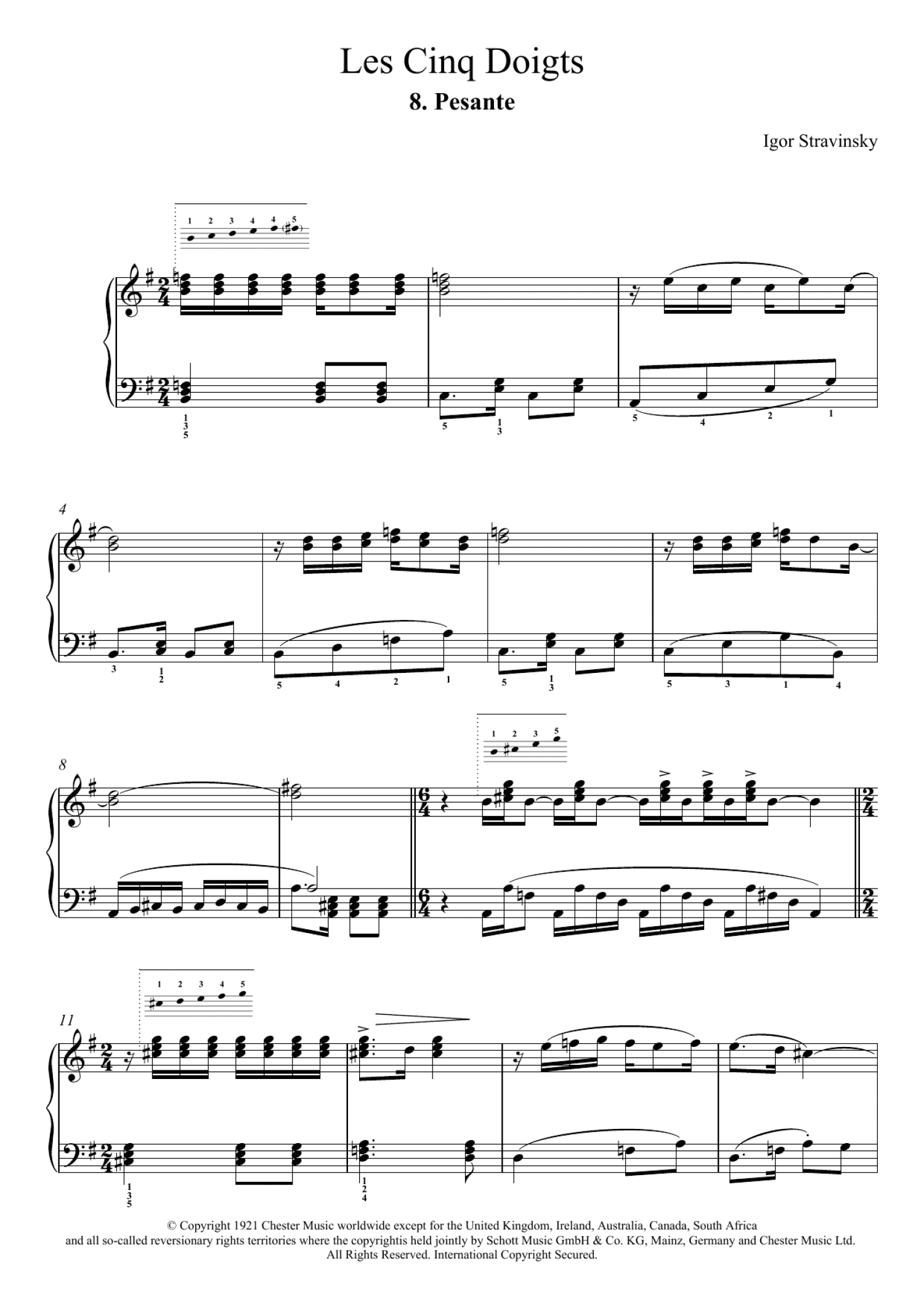 Pesante (No. 8 From Les Cinq Doigts) (Piano Solo)