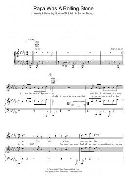 page one of Papa Was A Rollin' Stone (Piano, Vocal & Guitar Chords)