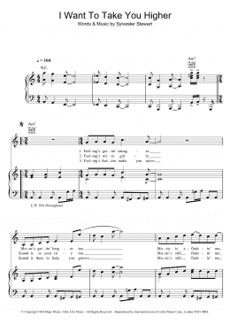 page one of I Want To Take You Higher (Piano, Vocal & Guitar Chords)