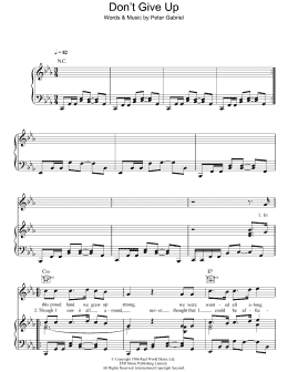 page one of Don't Give Up (feat. Kate Bush) (Piano, Vocal & Guitar Chords)