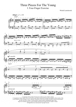 page one of Three Pieces For The Young, 1. Four Finger Exercise (Piano Solo)