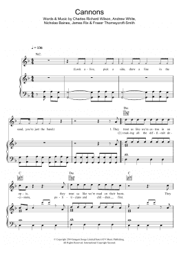 page one of Cannons (Piano, Vocal & Guitar Chords)