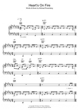 page one of Heart's On Fire (Piano, Vocal & Guitar Chords)