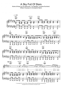 page one of A Sky Full Of Stars (Piano, Vocal & Guitar Chords)