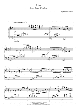 page one of Lisa (from Rear Window) (Piano Solo)