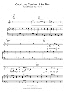 page one of Only Love Can Hurt Like This (Piano, Vocal & Guitar Chords)