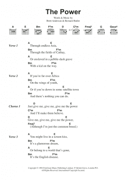 page one of The Power (Guitar Chords/Lyrics)