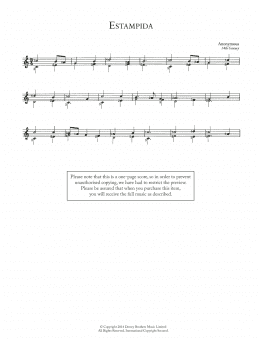 page one of Estampida (Easy Guitar)