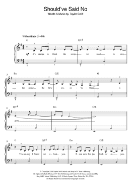 page one of Should've Said No (Beginner Piano (Abridged))