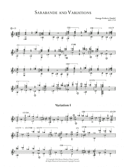 page one of Sarabande And Variations (Easy Guitar)