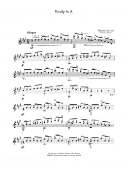 page one of Study In A (Easy Guitar)
