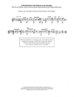 page one of Lover Man (Oh, Where Can You Be?) (Easy Guitar)