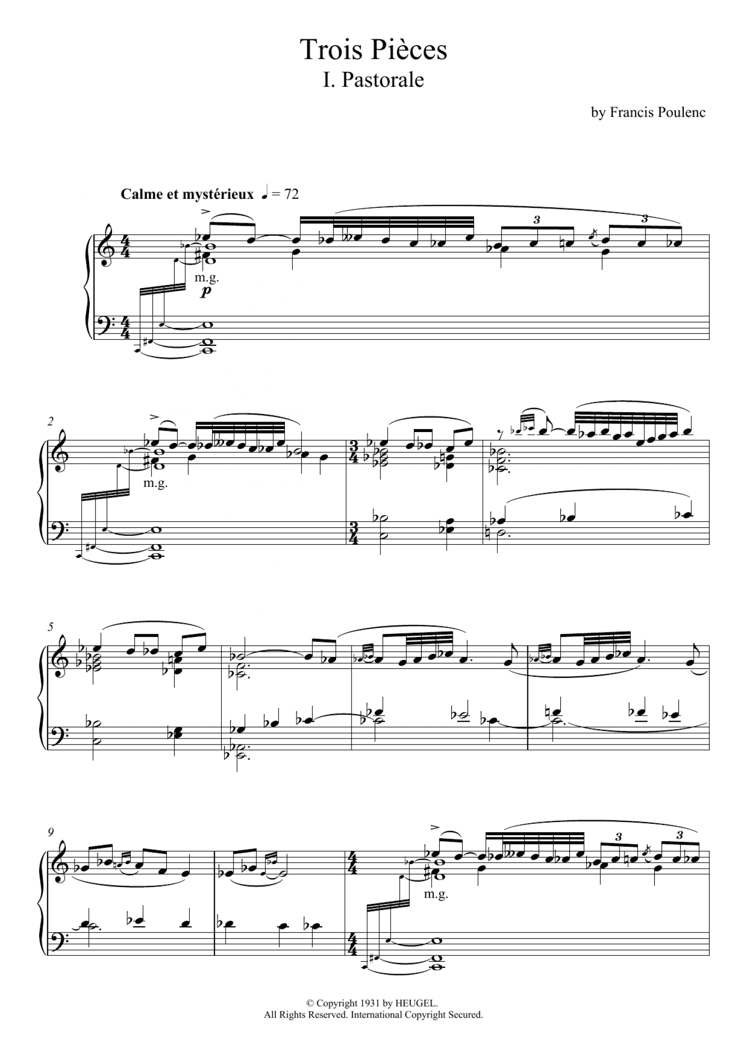 Trois Pieces - I. Pastorale (Piano Solo)