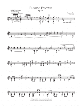 page one of Elegaic Fantasy, Op.59 (Solo Guitar)