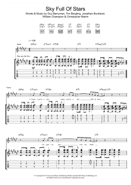 page one of A Sky Full Of Stars (Guitar Tab)