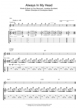 page one of Always In My Head (Guitar Tab)