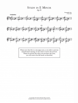 page one of Study In E Minor, Op.35 (Easy Guitar)
